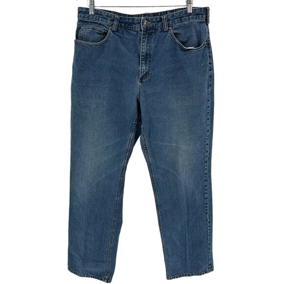 Duluth‎ Trading Jeans Straight Leg Medium Wash Work Denim Men's Size 38x32 - Picture 1 of 5